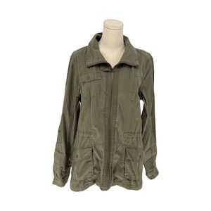Ashley Outerwear Utility Field Jacket Olive Green Full Zip Roll Tab Large